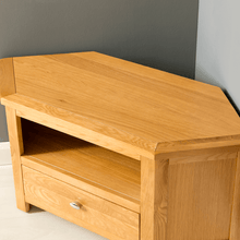 Load image into Gallery viewer, Poldark Oak Corner TV Stand