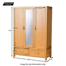 Load image into Gallery viewer, Abbey Light Oak Triple Wardrobe