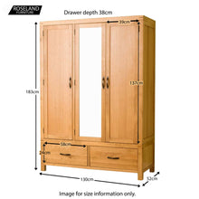 Load image into Gallery viewer, Abbey Waxed Oak Triple Wardrobe