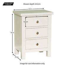 Load image into Gallery viewer, Cornish White 3 Drawer Bedside Table