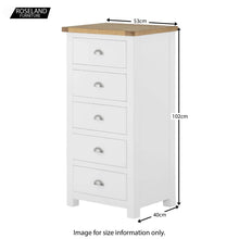Load image into Gallery viewer, Padstow White 5 Drawer Tallboy Chest