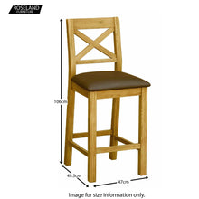 Load image into Gallery viewer, Zelah Oak Cross Back Bar Stool