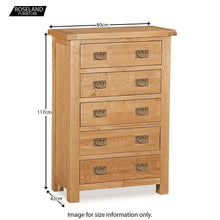 Load image into Gallery viewer, Zelah Oak 5 Drawer Chest