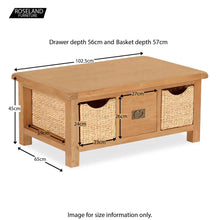 Load image into Gallery viewer, Zelah Oak Coffee Table with Baskets