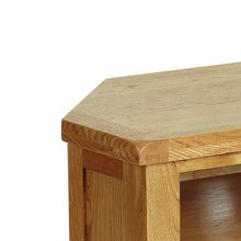 Load image into Gallery viewer, Zelah Oak Corner TV Stand with Baskets