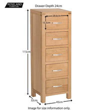 Load image into Gallery viewer, Abbey Light Oak Tallboy Chest