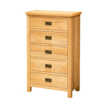 Load image into Gallery viewer, Surrey Oak 5 Wide Drawer Chest