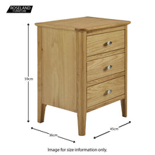 Load image into Gallery viewer, Alba Oak 3 Drawer Bedside Table