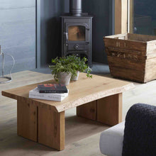 Load image into Gallery viewer, Oak Mill Coffee Table - Wood Base - Waxed Oak