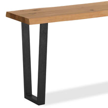 Load image into Gallery viewer, Oak Mill Console Table - Metal Base - Waxed Oak