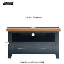 Load image into Gallery viewer, Chatsworth Blue 90cm Corner TV Stand