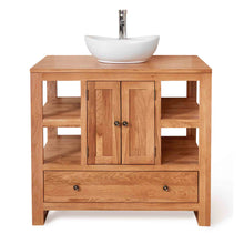 Load image into Gallery viewer, Mobel Oak Bathroom 2-Door Round Sink Unit