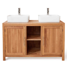 Load image into Gallery viewer, Mobel Oak Bathroom Dual Square Sink Unit
