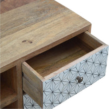 Load image into Gallery viewer, Artisan 2 Drawer Geometric Screen Printed Media Unit