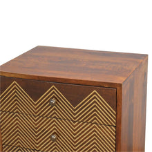 Load image into Gallery viewer, Artisan 3 Drawer Bedside with Brass Inlay Drawer Fronts