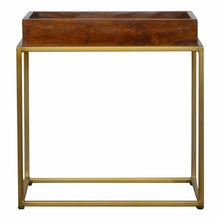 Load image into Gallery viewer, Artisan Chestnut Butler Tray Table with Gold Base