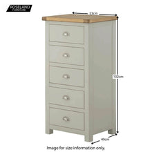 Load image into Gallery viewer, Padstow Grey 5 Drawer Tallboy Chest