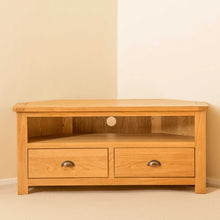 Load image into Gallery viewer, Roseland Oak Corner TV Stand