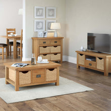 Load image into Gallery viewer, Zelah Oak 120cm TV Stand with Baskets