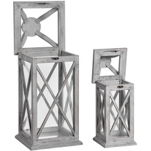 Load image into Gallery viewer, Grey Cross Sections Lanterns Set of 2
