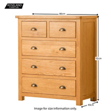 Load image into Gallery viewer, Roseland Oak 2 Over 3 Drawer Chest
