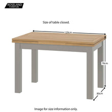 Load image into Gallery viewer, Padstow Grey Lift Top Drawleaf Table 120-200cm
