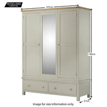 Load image into Gallery viewer, Padstow Grey Triple Wardrobe With Mirror
