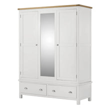 Load image into Gallery viewer, Padstow White Triple Wardrobe With Mirror
