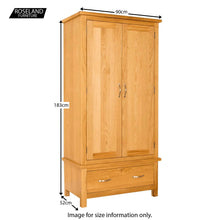 Load image into Gallery viewer, Newlyn Oak Double Wardrobe with Drawer
