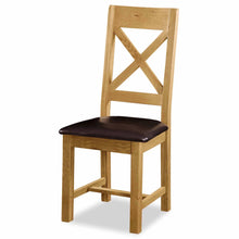 Load image into Gallery viewer, Zelah Oak Cross-Back Dining Chair with Padded Seat
