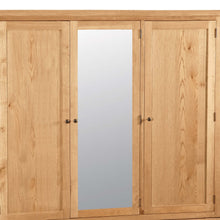 Load image into Gallery viewer, Zelah Oak Large Triple Wardrobe with Drawers
