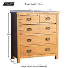 Load image into Gallery viewer, Surrey Oak Bedroom Set - 2 over 3 Drawer Chest
