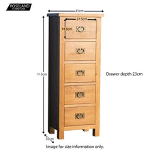 Load image into Gallery viewer, Surrey Oak 5 Drawer Tallboy Chest
