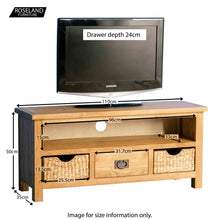 Load image into Gallery viewer, Surrey Oak 110cm TV Stand with Baskets
