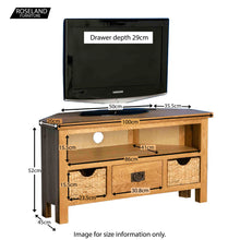 Load image into Gallery viewer, Surrey Oak Corner TV Stand with Baskets
