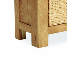 Load image into Gallery viewer, Zelah Oak Corner TV Stand with Baskets
