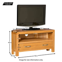 Load image into Gallery viewer, Abbey Light Oak Corner TV Stand
