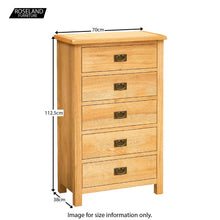 Load image into Gallery viewer, Surrey Oak 5 Wide Drawer Chest
