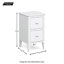 Load image into Gallery viewer, Chester White Narrow 2 Drawer Bedside Cabinet
