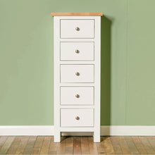Load image into Gallery viewer, Farrow White 5 Drawer Tallboy Chest

