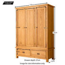 Load image into Gallery viewer, Lanner Oak Triple Wardrobe &amp; Drawers
