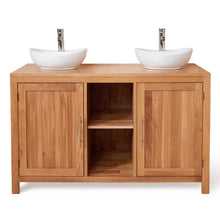 Load image into Gallery viewer, Mobel Oak Bathroom Dual Round Sink Unit
