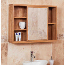 Load image into Gallery viewer, Mobel Oak Bathroom Sliding Mirror Door Cabinet
