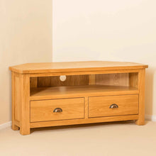 Load image into Gallery viewer, Roseland Oak Corner TV Stand
